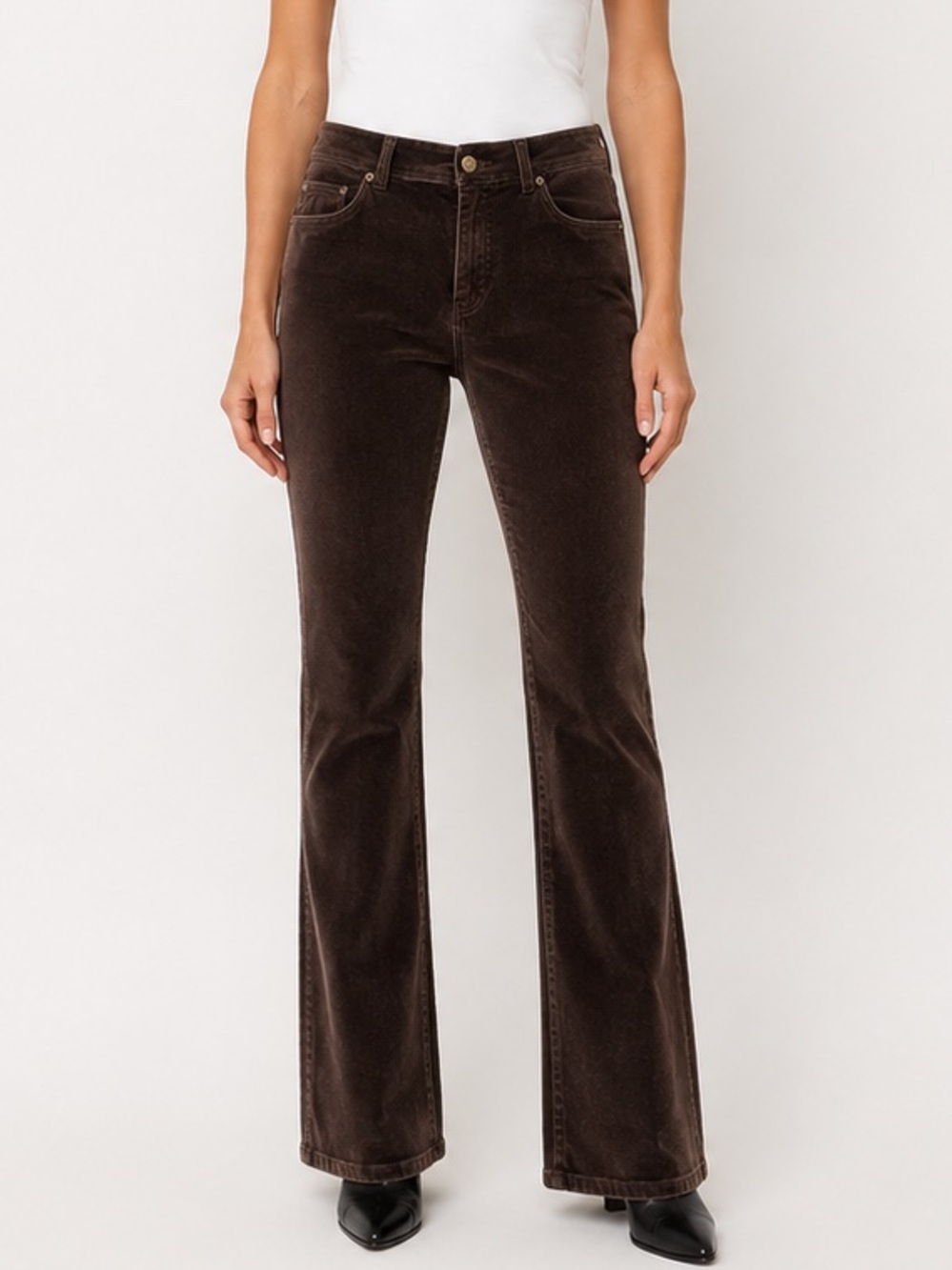 MICHAEL Michael Kors Brown Velour Stretch Cotton Boot Cut Jeans Size 10